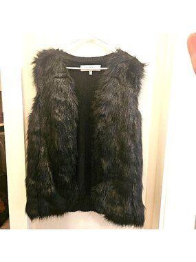 Sebby Collection Black Faux Fur knit  Vest  XL